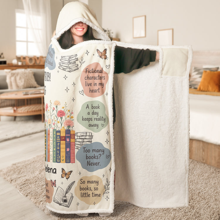 Custom Birth Flower & Name For Friends, Book Lovers, Book Clubs - Personalized Blanket 6