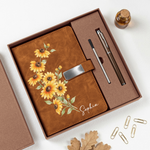 Custom Birth Flower & Name For Her, Daughter, Sister, Coworker - Personalized Notebook Set 1