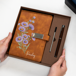 Custom Birth Flower & Name For Her, Daughter, Sister, Coworker - Personalized Notebook Set 3