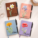Custom Birth Flower & Name For Her, Gift For Friend, Coworker, Daughter - Personalized Journal 1