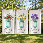 Custom Birth Flower & Name For Her Kitchen - Grandma, Mom, Wife, Sisters - Personalized Kitchen Towel 2