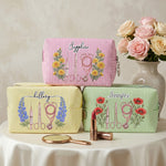 Custom Birth Flower & Name For Nurse, Coworkers, Friends, Sisters, Daughters - Personalized Makeup Bag 4