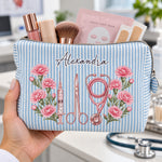 Custom Birth Flower & Name For Nurse, Coworkers, Friends, Sisters, Daughters - Personalized Makeup Bag 6