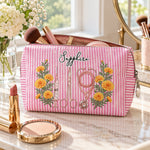 Custom Birth Flower & Name For Nurse, Coworkers, Friends, Sisters, Daughters - Personalized Makeup Bag 7