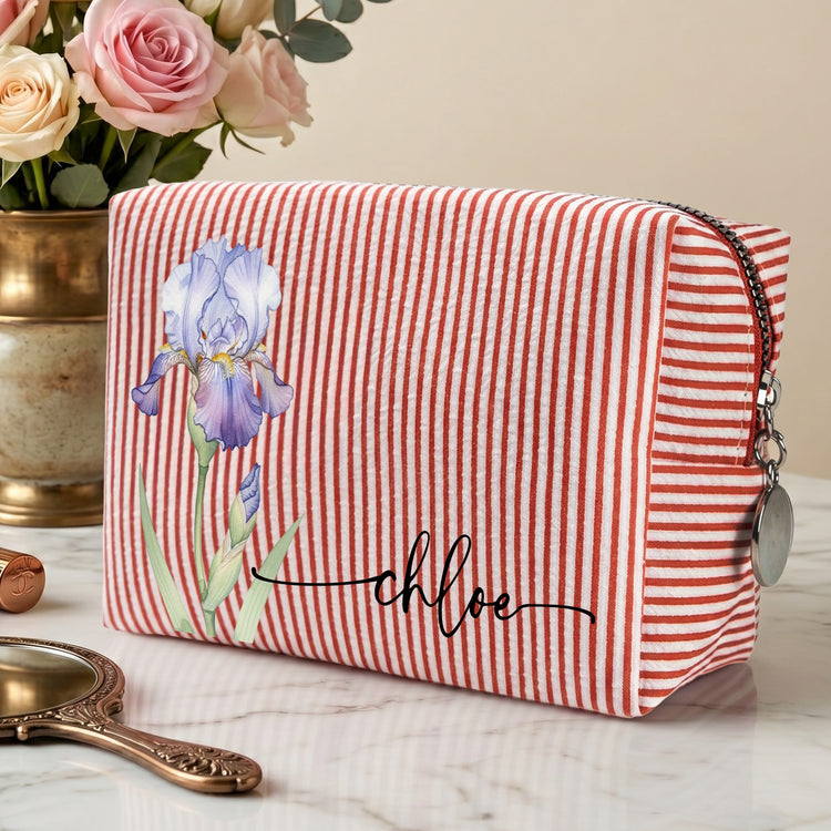 Custom Birth Flower & Name Gifts For Her, Friends, Sisters, Daughters - Personalized Makeup Bag 2