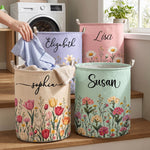 Custom Birth Flower & Name, Gifts For Her, Wife, Grandma, Daughter, Mom - Personalized Basket 1