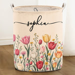 Custom Birth Flower & Name, Gifts For Her, Wife, Grandma, Daughter, Mom - Personalized Basket 2