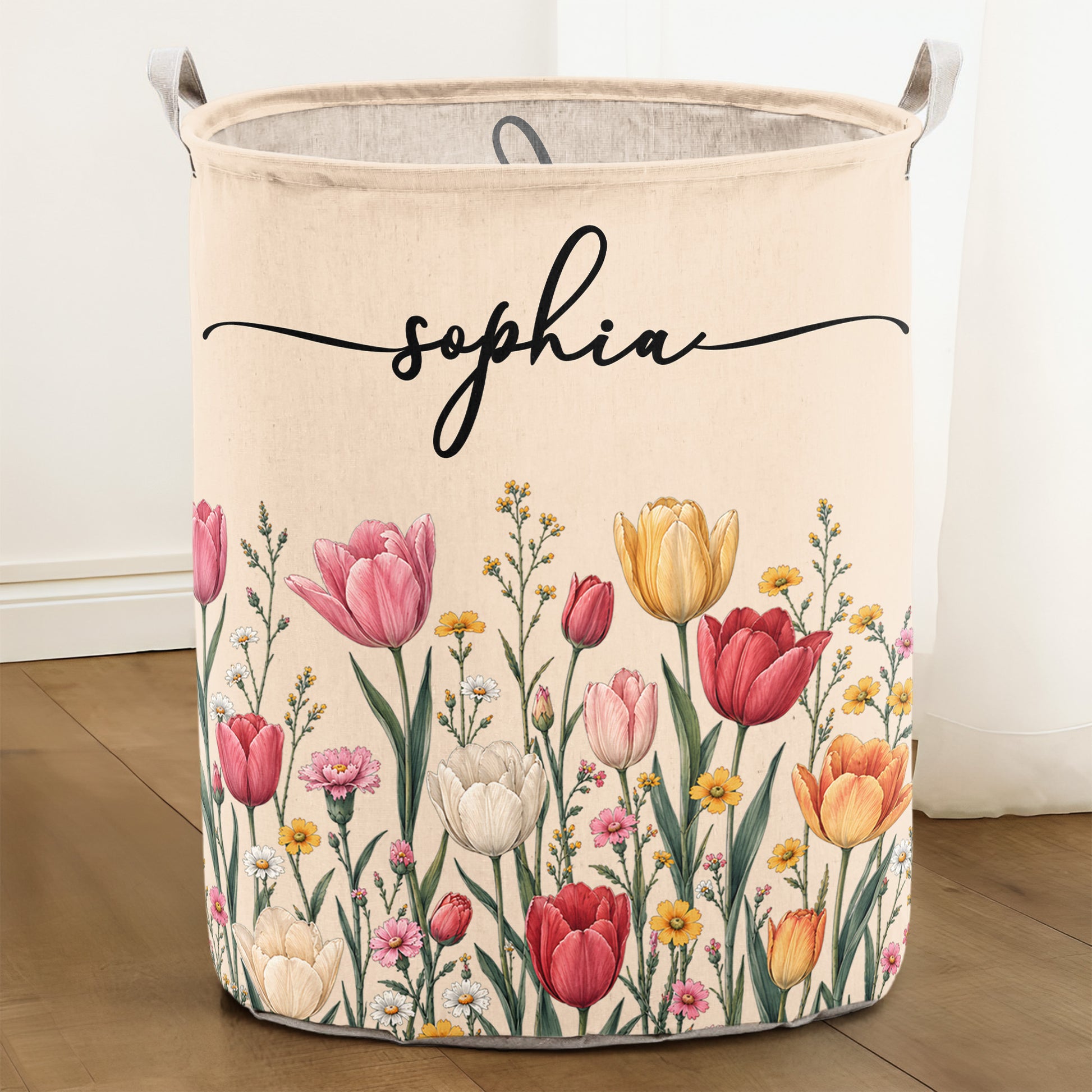 Custom Birth Flower & Name, Gifts For Her, Wife, Grandma, Daughter, Mom - Personalized Basket 2