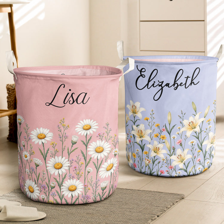 Custom Birth Flower & Name, Gifts For Her, Wife, Grandma, Daughter, Mom - Personalized Basket 3