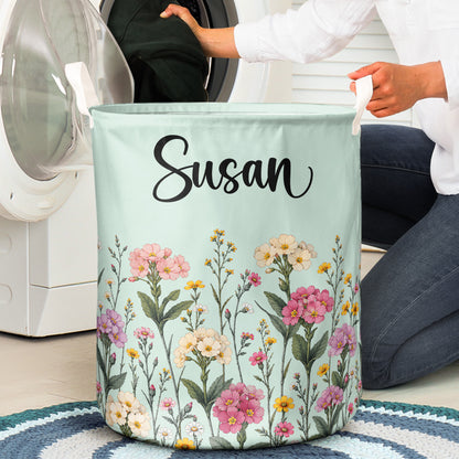 Custom Birth Flower & Name, Gifts For Her, Wife, Grandma, Daughter, Mom - Personalized Basket 4