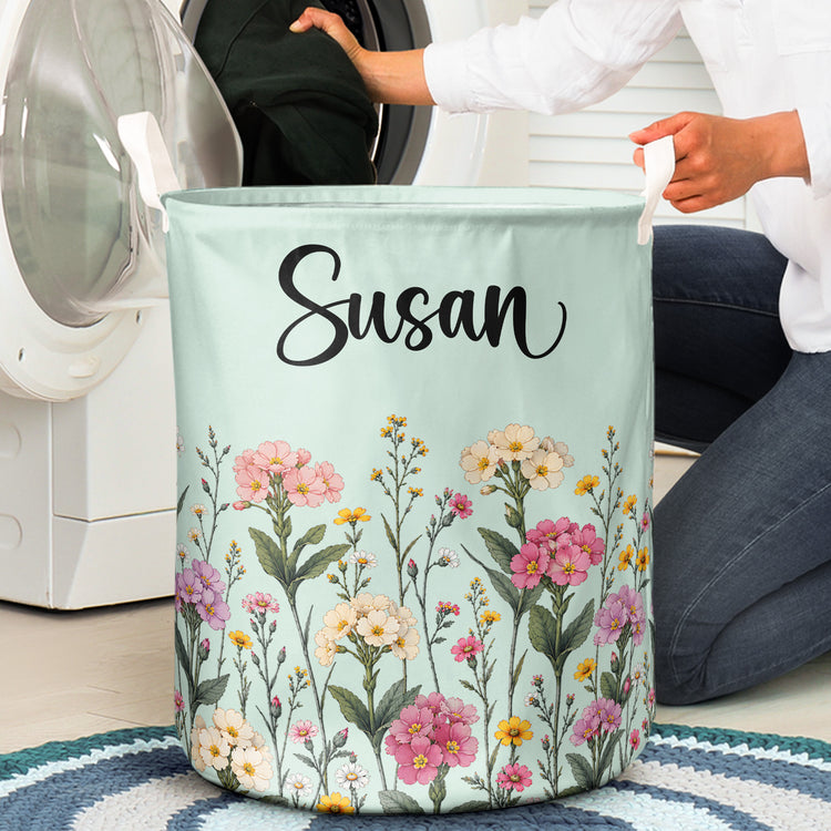Custom Birth Flower & Name, Gifts For Her, Wife, Grandma, Daughter, Mom - Personalized Basket 4