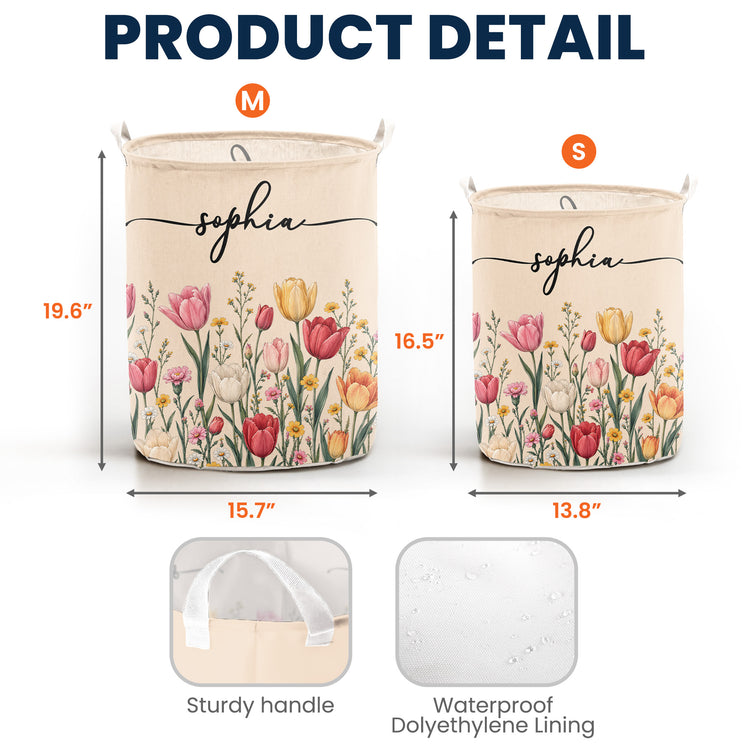 Custom Birth Flower & Name, Gifts For Her, Wife, Grandma, Daughter, Mom - Personalized Basket 6