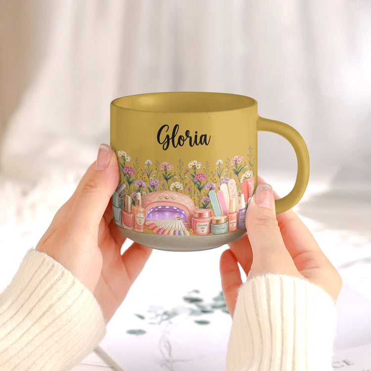 Custom Birth Flower & Name Pottery Mug - Gift For Nail Tech - Personalized Mug 5