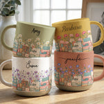 Custom Birth Flower & Name Pottery Mug - Gift For Sewist - Personalized Mug 1