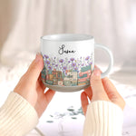 Custom Birth Flower & Name Pottery Mug - Gift For Sewist - Personalized Mug 6