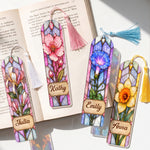 Custom Birth Flower & Name Stained Glass Printed Style - Custom Bookmark 2