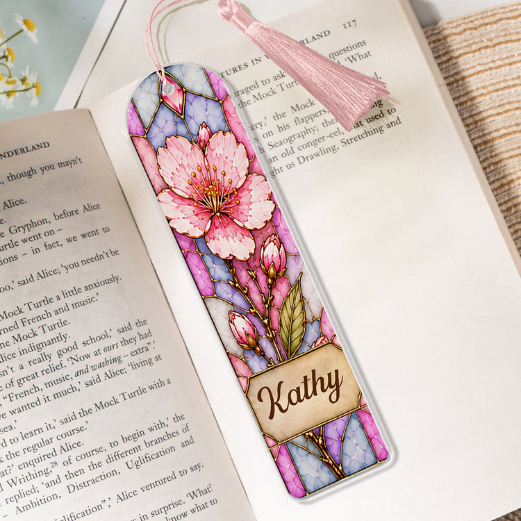 Custom Birth Flower & Name Stained Glass Printed Style - Custom Bookmark 3