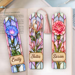 Custom Birth Flower & Name Stained Glass Printed Style - Custom Bookmark 4