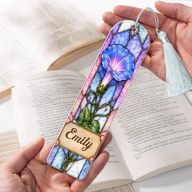 Custom Birth Flower & Name Stained Glass Printed Style - Custom Bookmark 5