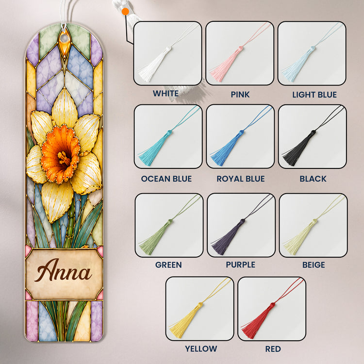 Custom Birth Flower & Name Stained Glass Printed Style - Custom Bookmark 6