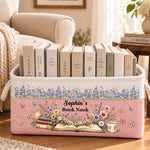 Custom Birth Flower For Reading Corner, Book Nook For Girls, Daughters - Personalized Storage Basket 1