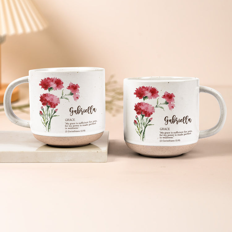 Custom Birth Flower Initial With Bible Verse - Personalized Mug 2