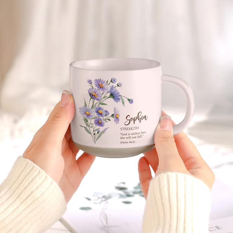 Custom Birth Flower Initial With Bible Verse - Personalized Mug 5
