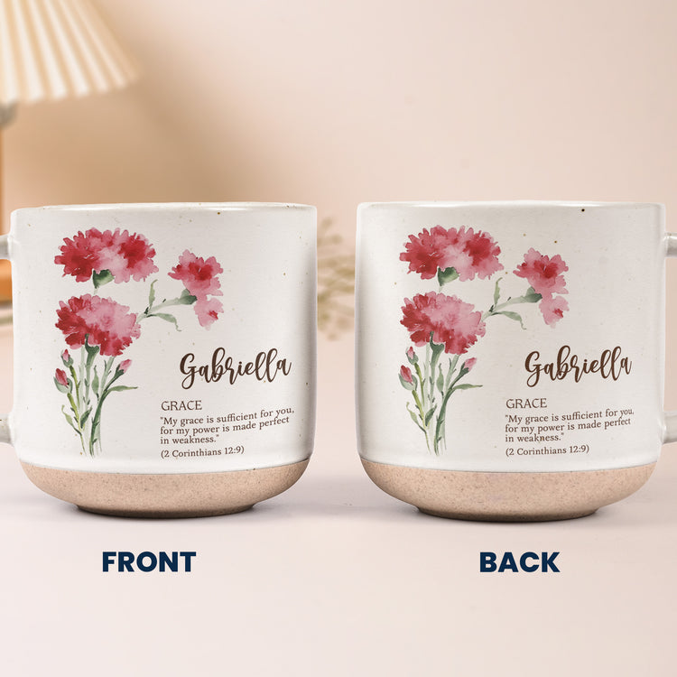 Custom Birth Flower Initial With Bible Verse - Personalized Mug 6