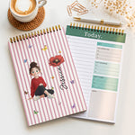 Custom Birth Flower, Name & Cute Character For Her, Daughter, Mom, Friends - Custom Planner 1