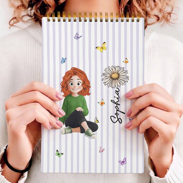 Custom Birth Flower, Name & Cute Character For Her, Daughter, Mom, Friends - Custom Planner 4