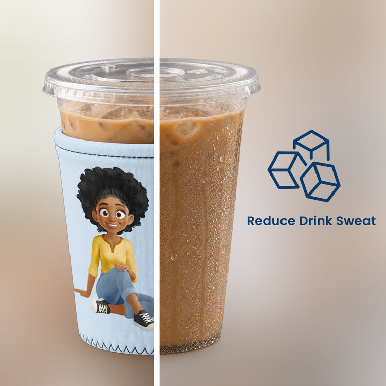 Custom Birth Flower, Name & Cute Character For Her, Daughter, Mom, Friends - Personalized Iced Coffee Sleeve 6