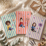Custom Birth Flower, Name & Cute Character For Her, Daughter, Mom, Friends - Personalized Journal 1