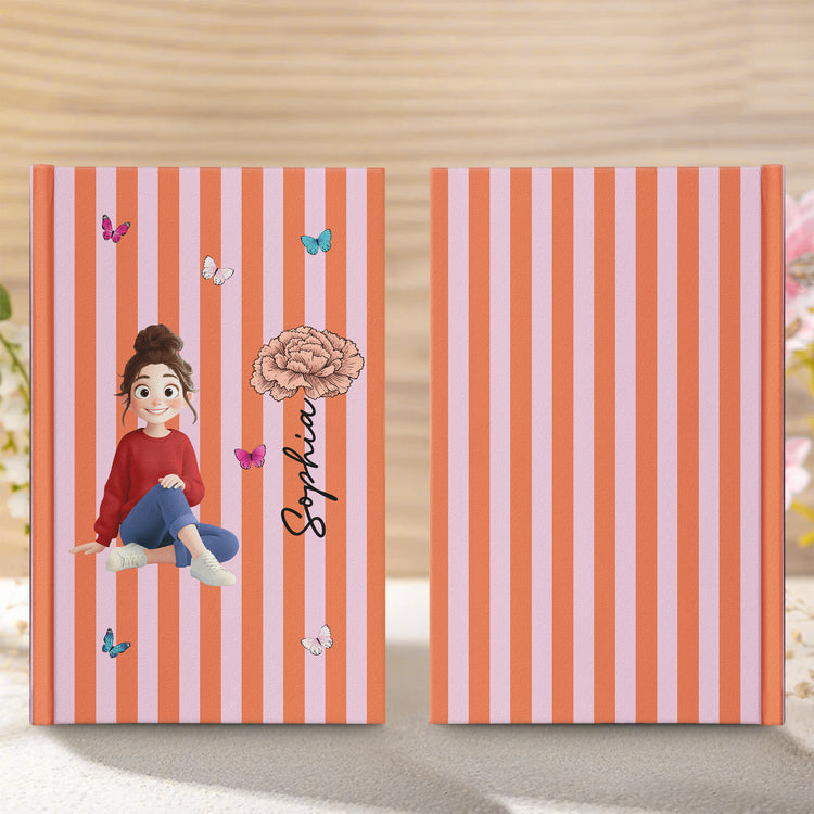 Custom Birth Flower, Name & Cute Character For Her, Daughter, Mom, Friends - Personalized Journal 5