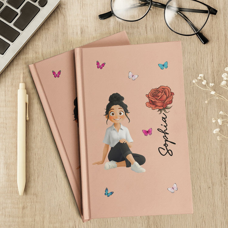 Custom Birth Flower, Name & Cute Character For Her, Daughter, Mom, Friends - Personalized Journal 7