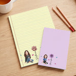 Custom Birth Flower, Name & Cute Character For Her, Daughter, Mom, Friends - Personalized Notepad 3