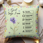 Custom Birth Flower Name In Bible Verses God Says I Am For Her, Daughter, Sister, Friend - Personalized Pillow 3