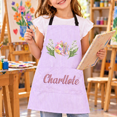 Custom Birth Flower - Painting Apron For Daughter, Kids, Painting Lovers, Women Painters - Personalized Apron