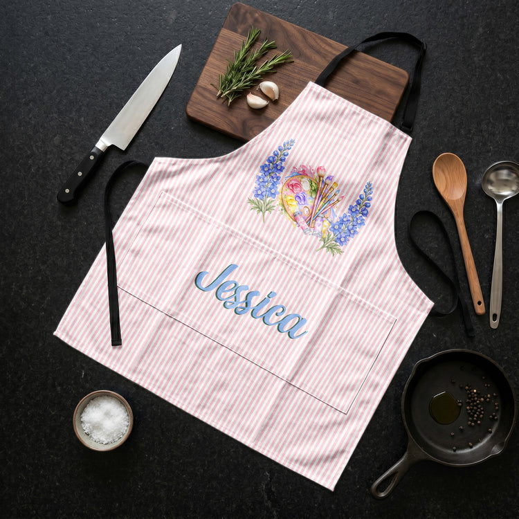 Custom Birth Flower - Painting Apron For Daughter, Kids, Painting Lovers, Women Painters - Personalized Apron 2