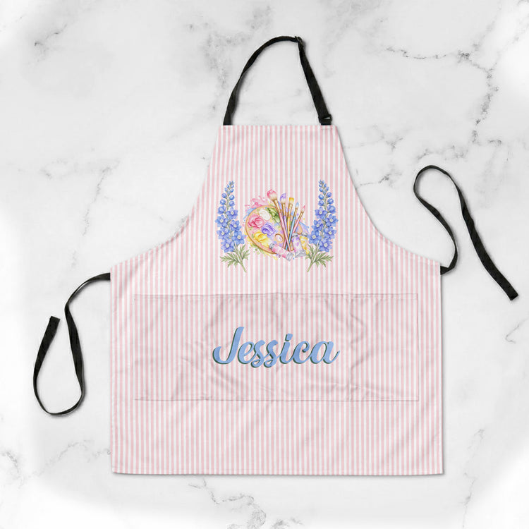 Custom Birth Flower - Painting Apron For Daughter, Kids, Painting Lovers, Women Painters - Personalized Apron 3