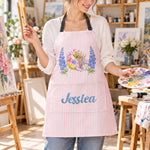 Custom Birth Flower - Painting Apron For Daughter, Kids, Painting Lovers, Women Painters - Personalized Apron 4