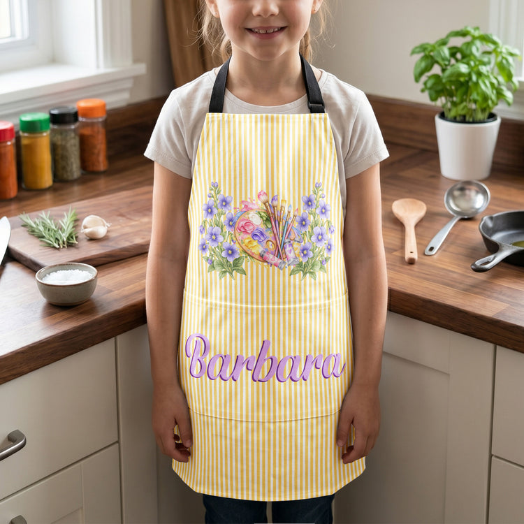 Custom Birth Flower - Painting Apron For Daughter, Kids, Painting Lovers, Women Painters - Personalized Apron 5