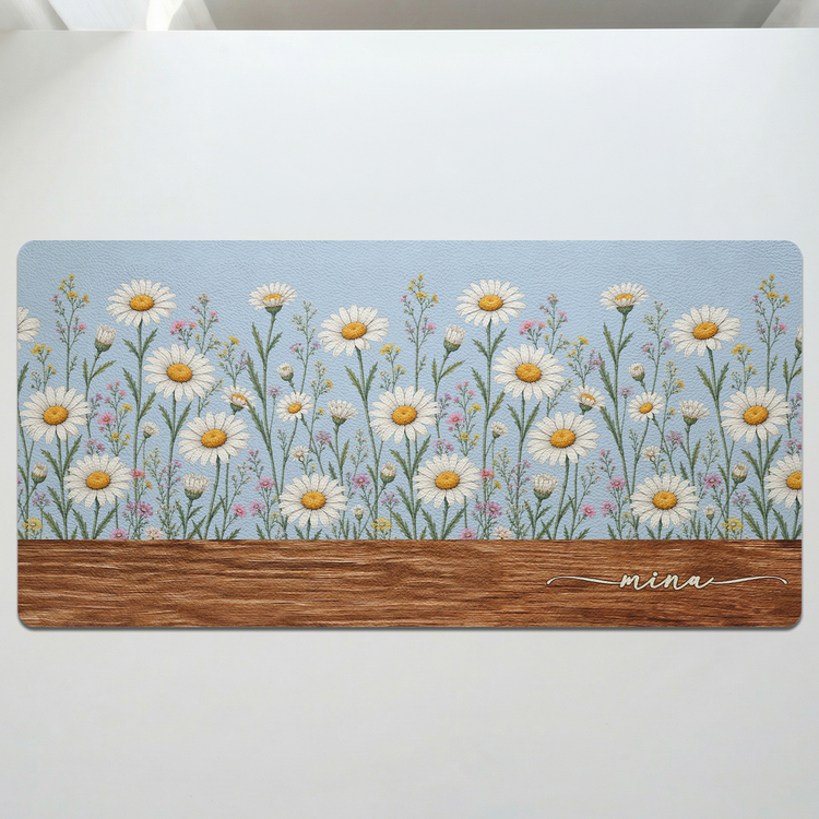 Custom Birth Flower Striped Pattern Custom Name New Version - Personalized Desk Mat 3