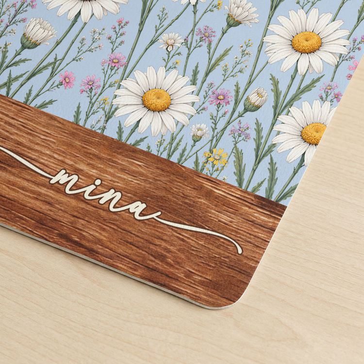 Custom Birth Flower Striped Pattern Custom Name New Version - Personalized Desk Mat 5