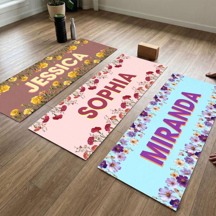 Custom Birth Flower With Name Gift For Her - Personalized Yoga Mat 1
