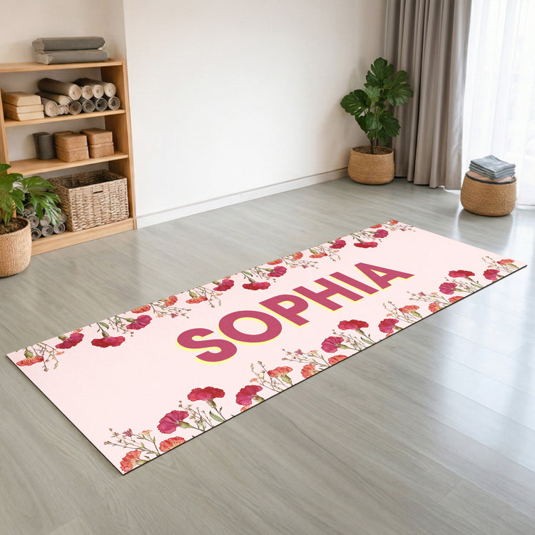 Custom Birth Flower With Name Gift For Her - Personalized Yoga Mat 2
