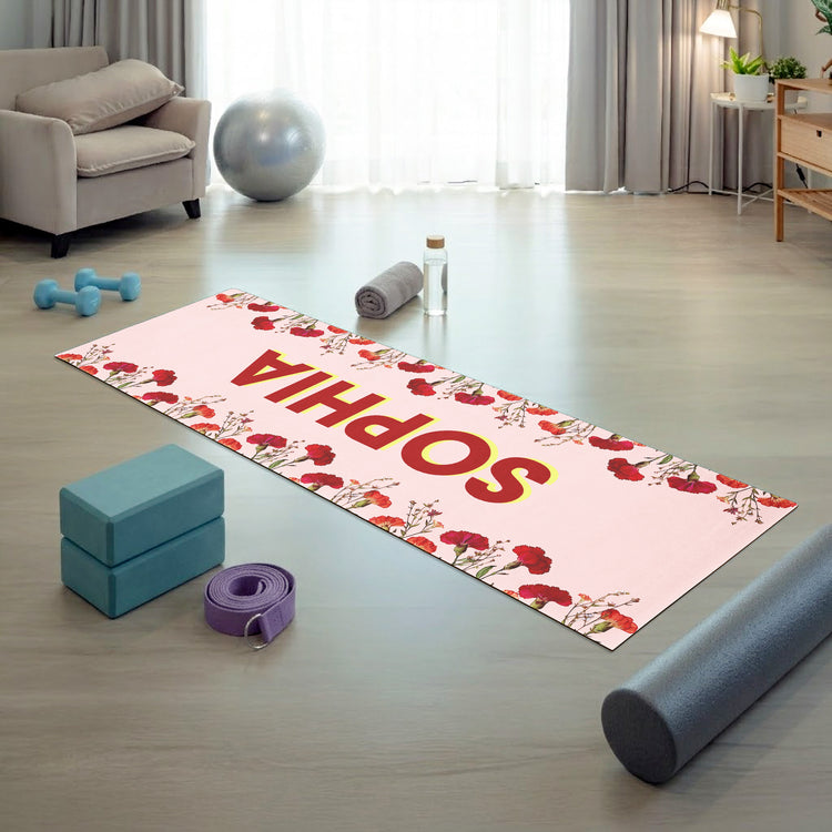 Custom Birth Flower With Name Gift For Her - Personalized Yoga Mat 4