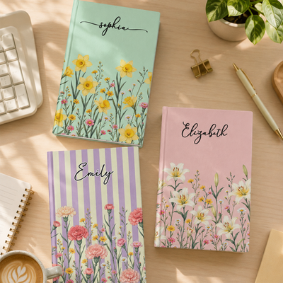 Custom Birth Flowers & Name, Gift For Her, Daughter, Best Friend, Coworker, Teacher - Personalized Journal
