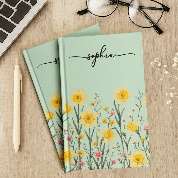 Custom Birth Flowers & Name, Gift For Her, Daughter, Best Friend, Coworker, Teacher - Personalized Journal 6