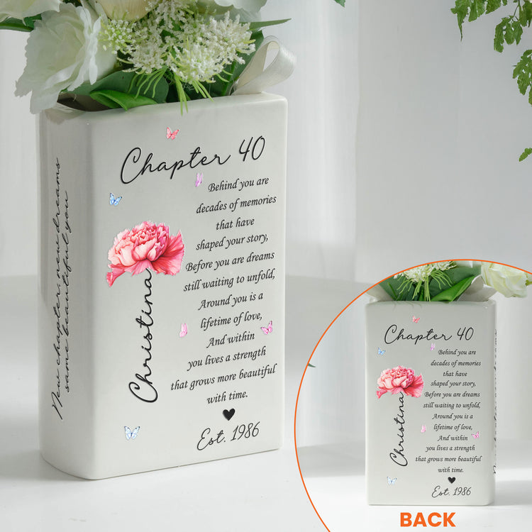 Custom Birth Month Flower Bookish 40Th Birthday Gift For Her, Best Friend Woman - Personalized Vase 6