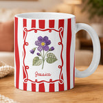 Custom Birthday Gift Striped Birth Flower Gift For Daughter, Friend - Personalized Mug 2